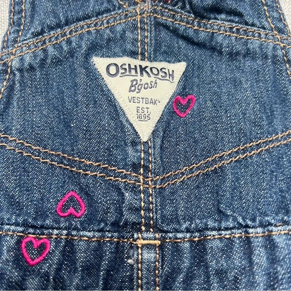 Osh‎ Kosh Bgosh 6 Months Overalls Embroidered Hearts Denim 100% Cotton